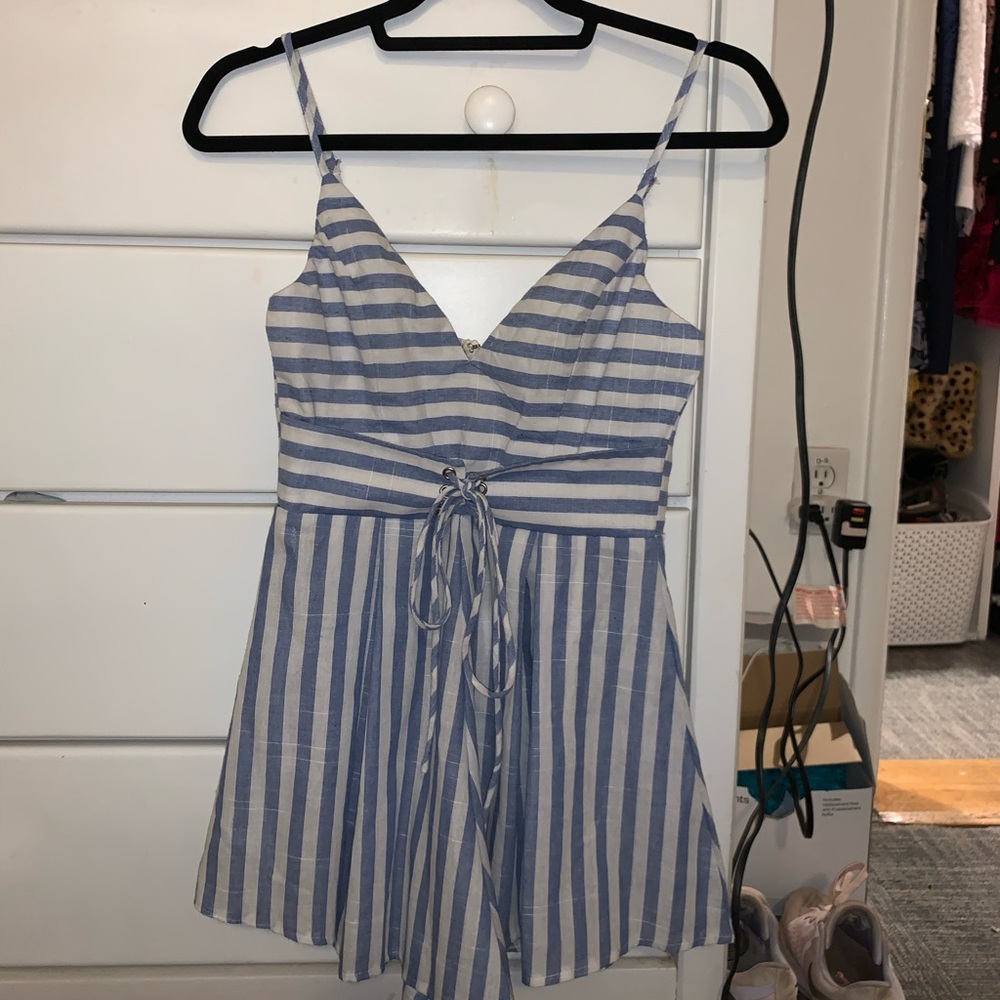 LF blue and white striped romper